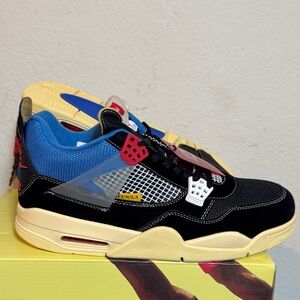 Union Jordan 4 Men's Black and Blue Sneakers